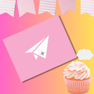 Simple Paper Airplane & Compass, Cute Birthday Postcard