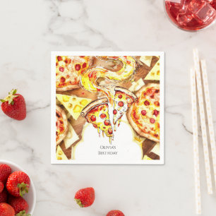 Simple Party Pizza Birthday Napkin