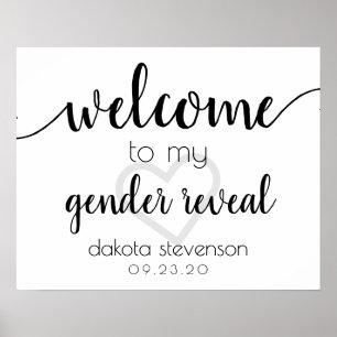 Simple Party Welcome   Black Script Heart Editable Poster