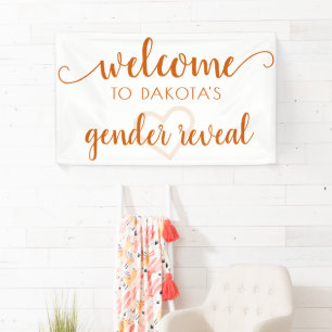 Simple Party Welcome   Fall Orange Heart Editable Banner