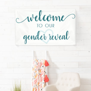 Simple Party Welcome   Teal Aqua Heart Customized Banner