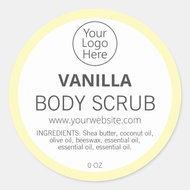 Simple Pastel Bordure Jaune Vanille Logo Étiquette (Devant)