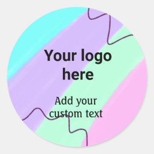 Simple pastel colour add your logo custom text  th classic round sticker