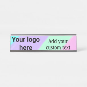 Simple pastel colour add your logo custom text  th desk name plate