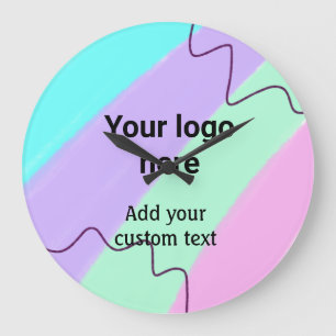 Simple pastel colour add your logo custom text  th large clock