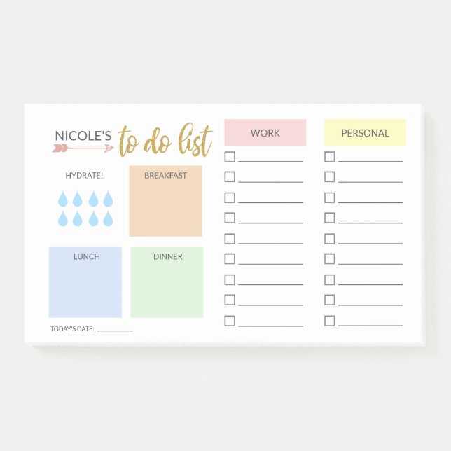 Simple Pastel Daily Organizer Post-it Notes (Front)
