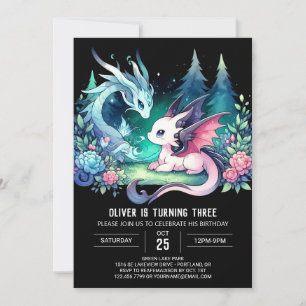 Simple Pastel Dragon Birthday Invitation