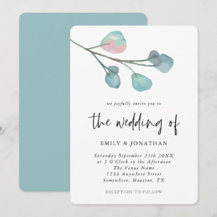 Simple Pastel Eucalyptus Wedding Invitation