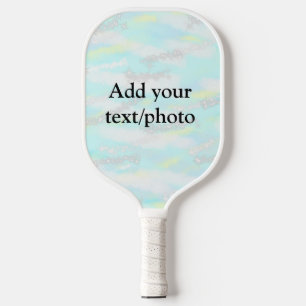Simple pastel glitter colorful add your text photo pickleball paddle