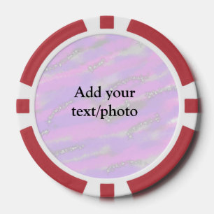 Simple pastel glitter colorful add your text photo poker chips