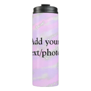 Simple pastel glitter colorful add your text photo thermal tumbler