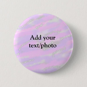 Simple pastel glitter colourful add your text phot 2 inch round button