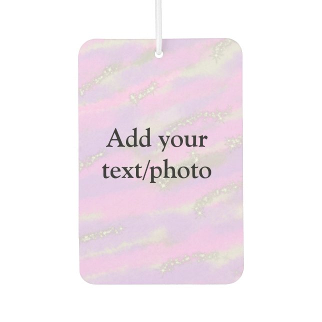 Simple pastel glitter colourful add your text phot air freshener (Front)