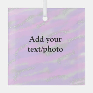Simple pastel glitter colourful add your text phot glass ornament