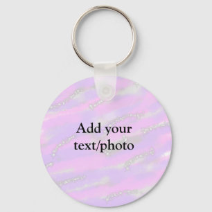 Simple pastel glitter colourful add your text phot keychain