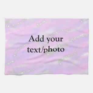 Simple pastel glitter colourful add your text phot kitchen towel