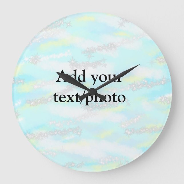 Simple pastel glitter colourful add your text phot large clock (Front)
