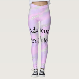 Simple pastel glitter colourful add your text phot leggings