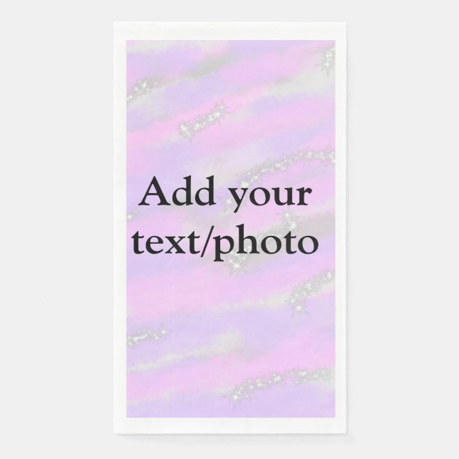 Simple pastel glitter colourful add your text phot napkin (Front)