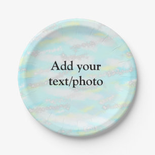 Simple pastel glitter colourful add your text phot paper plate