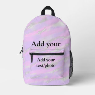 Simple pastel glitter colourful add your text phot printed backpack