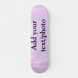 Simple pastel glitter colourful add your text phot skateboard