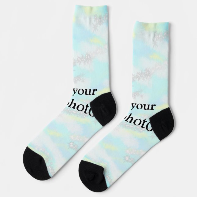 Simple pastel glitter colourful add your text phot socks (Left)