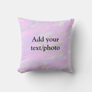 Simple pastel glitter colourful add your text phot throw pillow