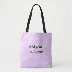 Simple pastel glitter colourful add your text phot tote bag