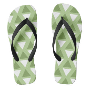 Simple pastel green geometric pattern flip flops