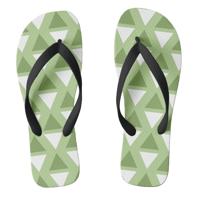 Simple pastel green geometric pattern flip flops (Footbed)