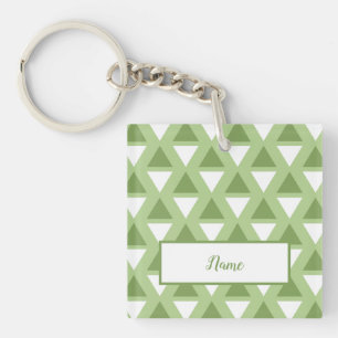 Simple pastel green geometric pattern keychain