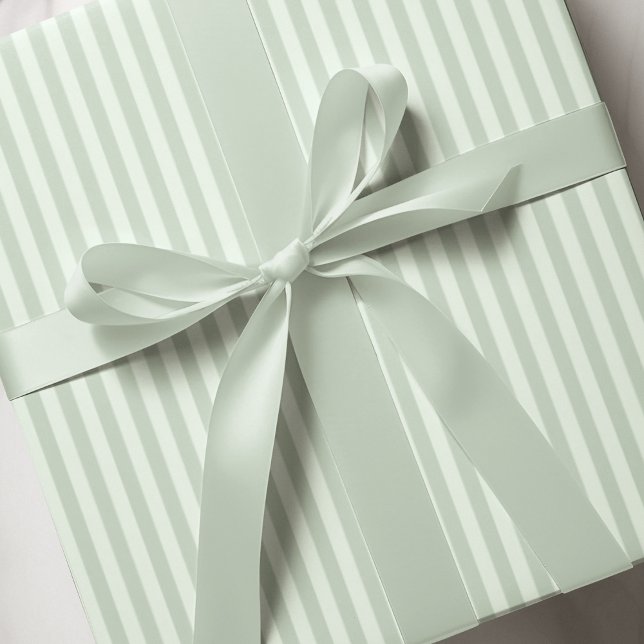 Simple Pastel Green Pinstripes Wrapping Paper (Adorable Gender Neutral Green Stripes on Lighter Green. Baby Showers, St. Patrick's Day,   Birthdays)