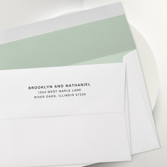 Simple Pastel Green Return Address Lined Envelope (Creator Uploaded)