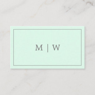 Simple Pastel Mint Green Two Initial Monogram Logo Business Card