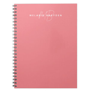 Simple Pastel Pink Minimalist Two Monogram Name Notebook
