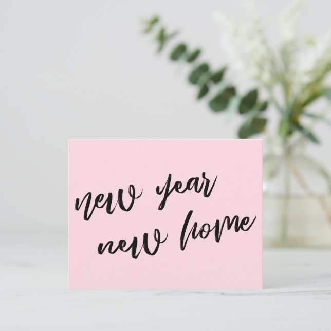 Simple Pastel Pink New Year New Home Announcement (Standing Front)