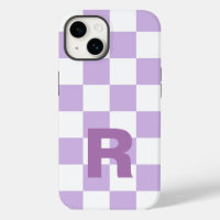 Simple Pastel Purple Lilac Chequered Monogram