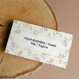 Simple pastel purple vintage botanical floral business card