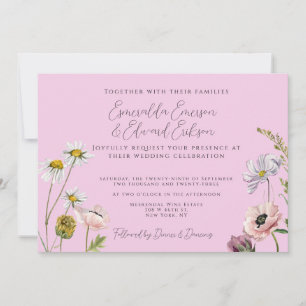 Simple Pastel Purple Wild Flower Garden Wedding  Invitation