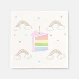 Simple Pastel Rainbow Cake Birthday Napkin