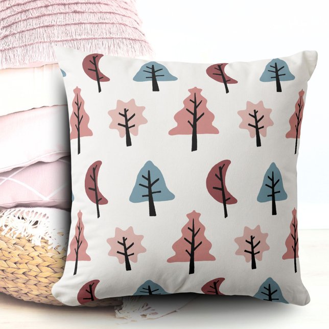 Simple Pastel Tree Pattern Christmas Holiday Throw Pillow (Creator Uploaded)