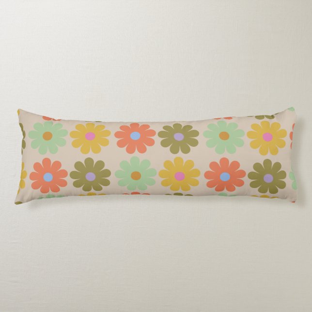 Simple Pastel Vintage Flower Pattern Body Pillow (Front)