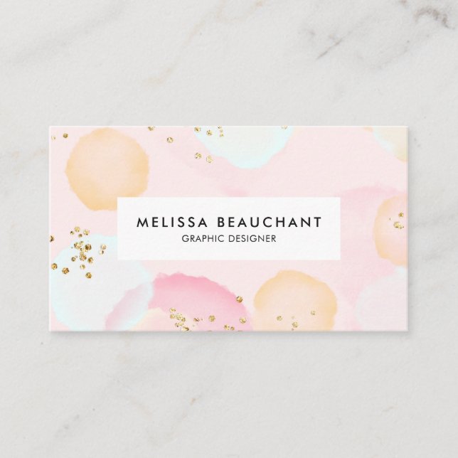 Simple Pastel Watercolor Splash Business Card (Front)