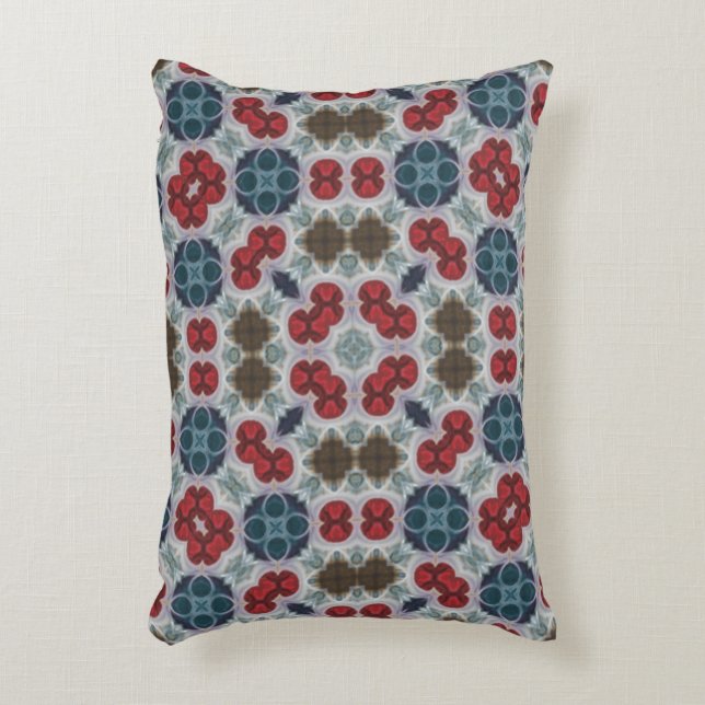 Simple Pattern Red, Blue, Green on Grey  Accent Pillow (Front(Vertical))