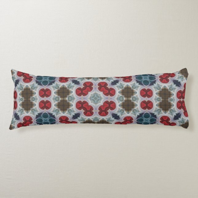 Simple Pattern Red, Blue, Green on Grey  Body Pillow (Front)