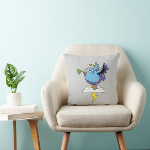 Simple Peace Bird – Cute Blue Dove Design Gift Throw Pillow