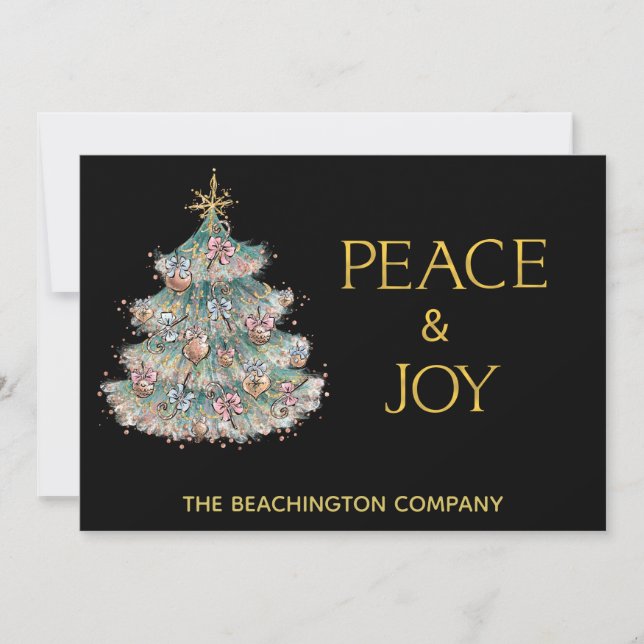 *~* Simple PEACE JOY Corporate Christmas Tree Card (Front)