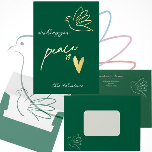 Simple Peace & Love Dove Photo Christmas Card