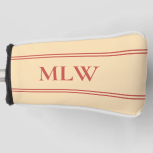 Simple Peach and Red Monogram Template Golf Head Cover